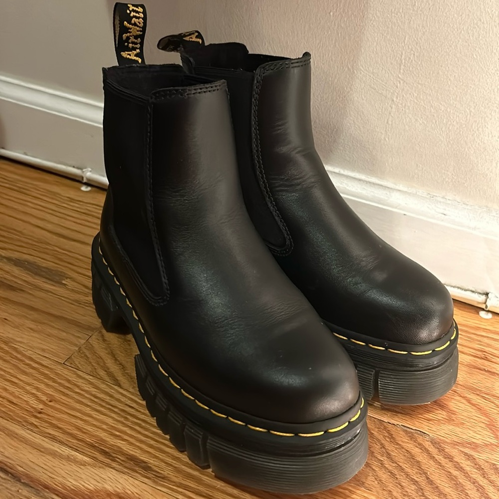 Women’s size 6 black Audrick Chelsea Doc Marten Boots with care kit.